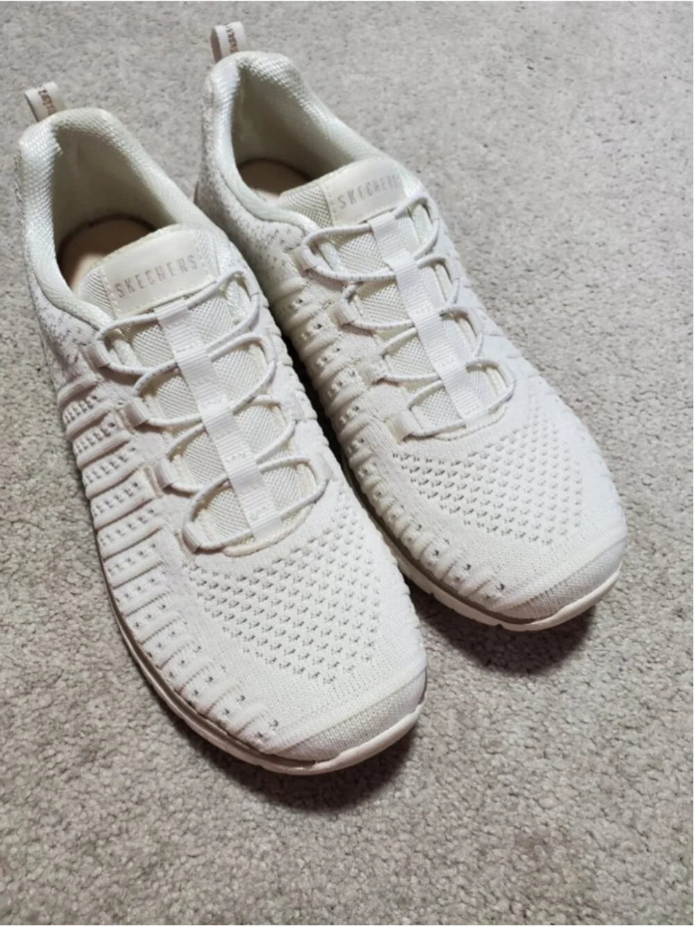 SKECHERS Virtue Slip-On Knit Sneakers Copper Dream Sz 8.5 Memory Foam Casual